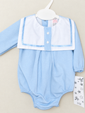 boys velour sailor collar romper